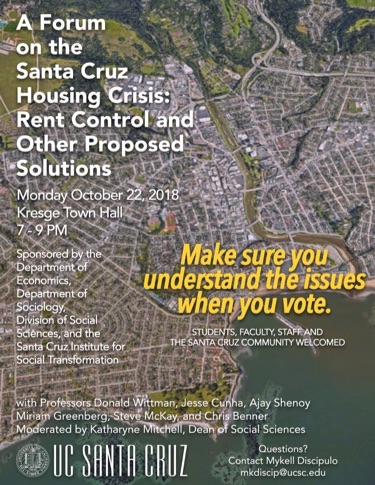 UCSC hosts free public forum Oct. 22 on the Santa Cruz housing crisis