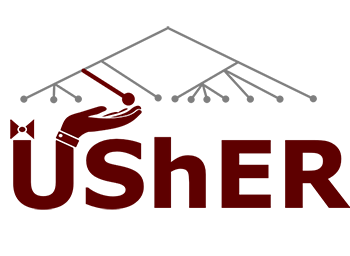 USHER graphic shows hand reaching out to an ancestry tree