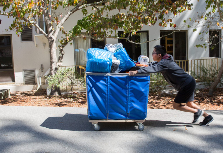Student pushed boxes
