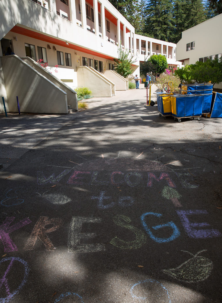 Walk way chalk arts welcome to Kresge
