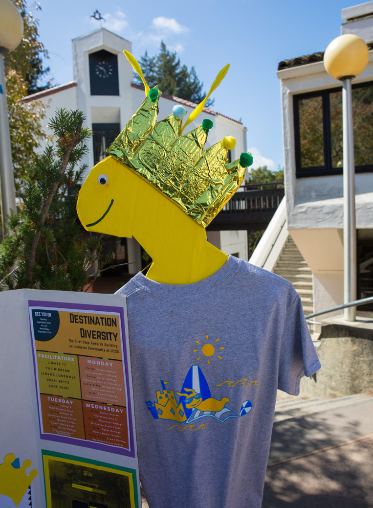 Banana slug cardboard cut out with information flyer