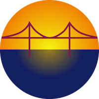 golden gate bride with sunset