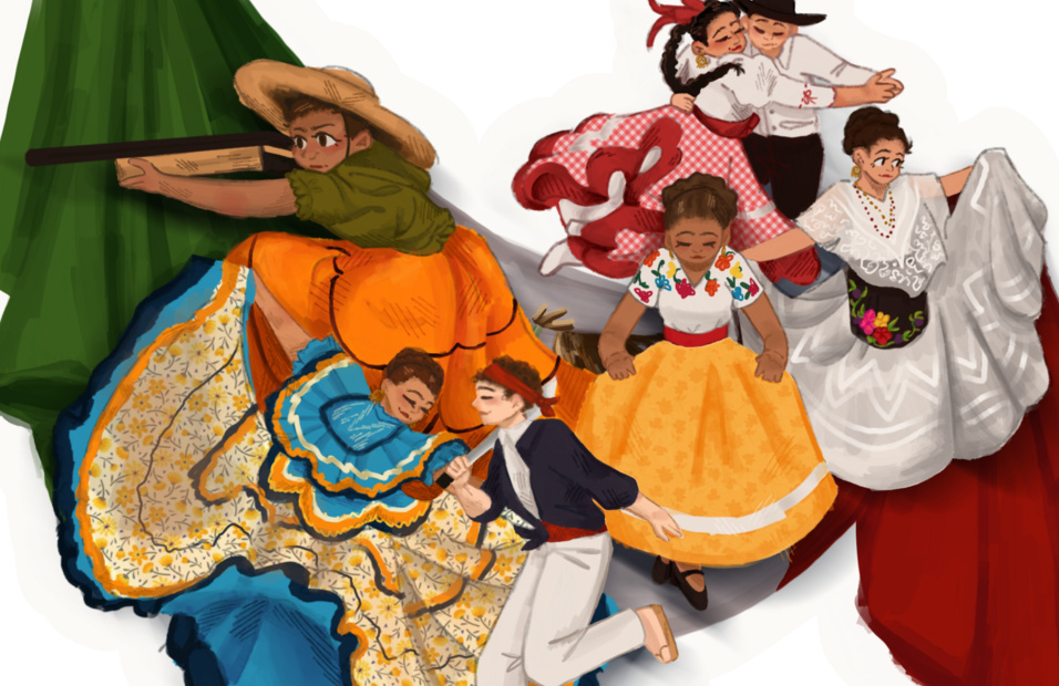 drawings of six mexican traditional dances