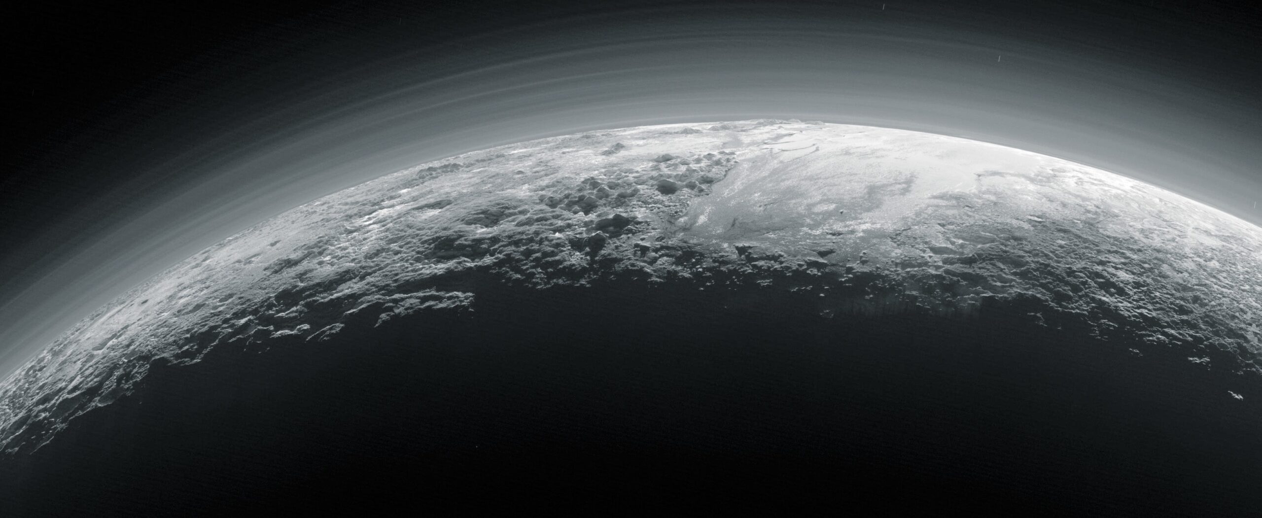 Surface of Pluto shrouded in atmospheric haze