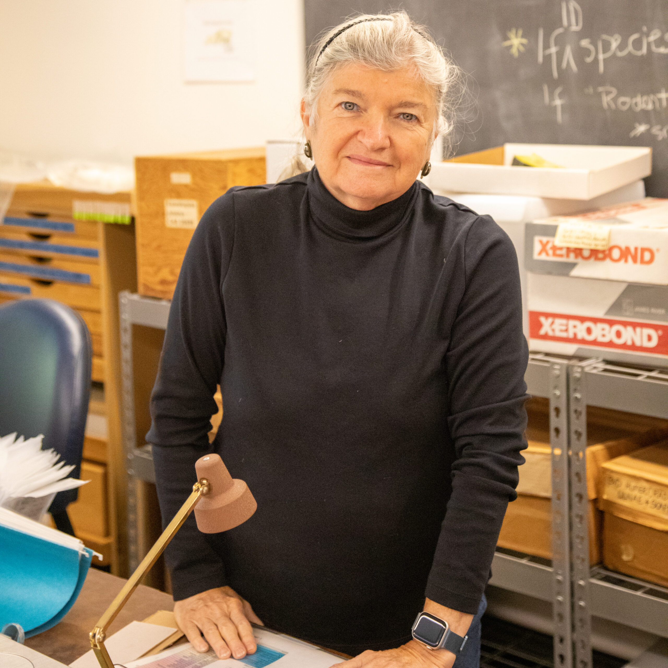 Portrait of Diane Gifford-Gonzalez in her laboratory