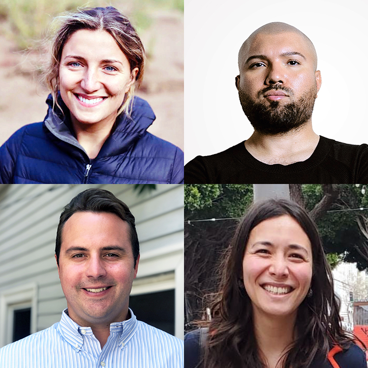 photos of Rae Taylor Burns, Saul Villegas, Ben Ticknor, and Gillian Bogart