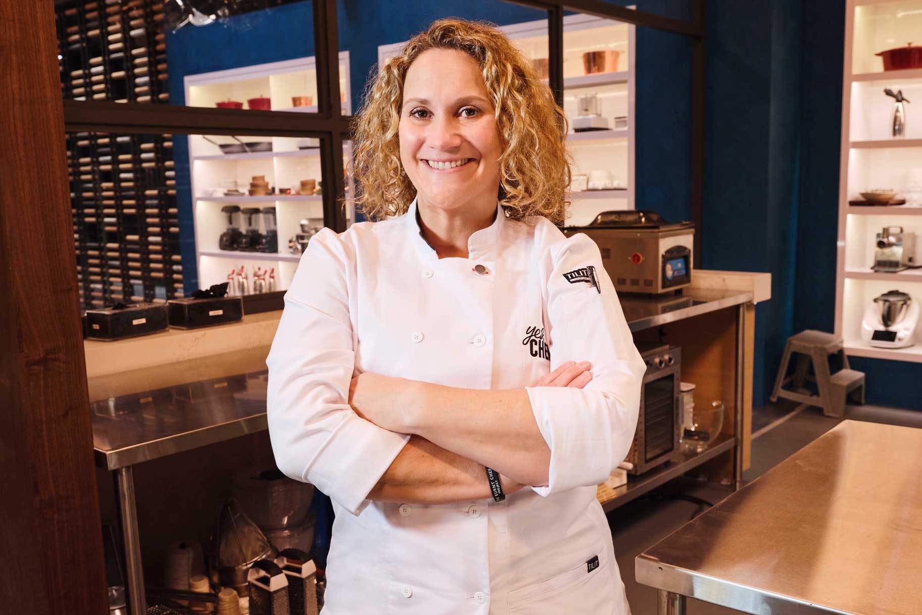 Photo of Emily Brubaker on set of 'Yes, Chef!'
