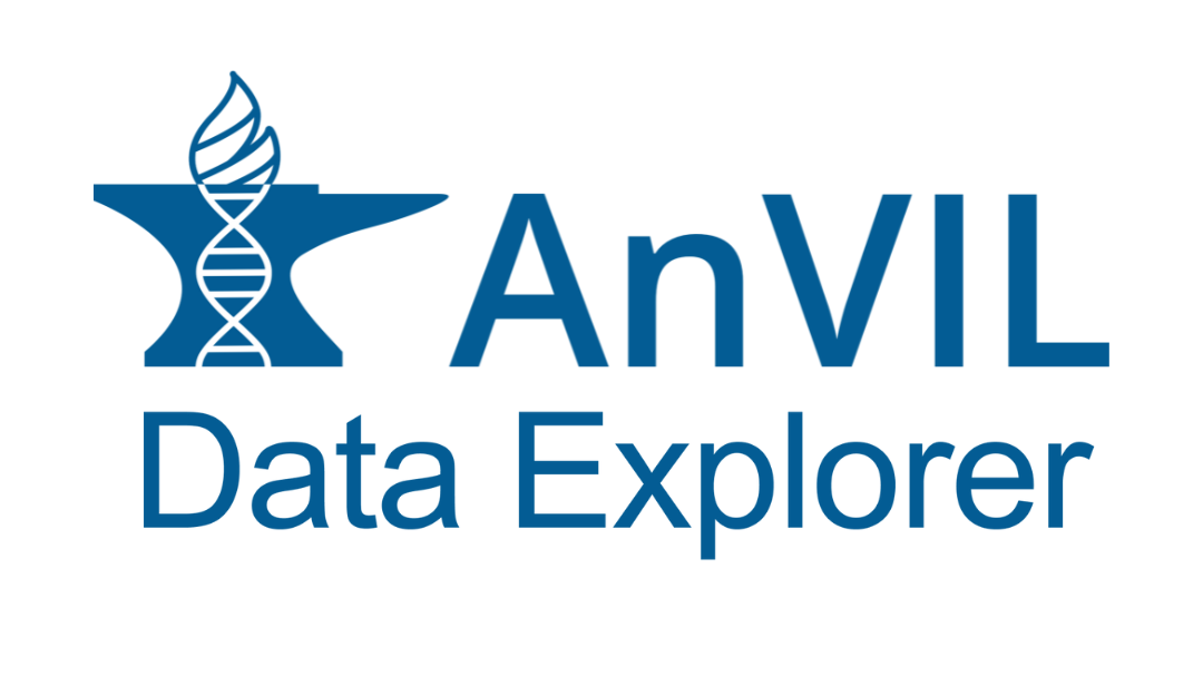 Logo for AnVIL Data Explorer, with an illustration of an anvil with a DNA double helix inside of it.