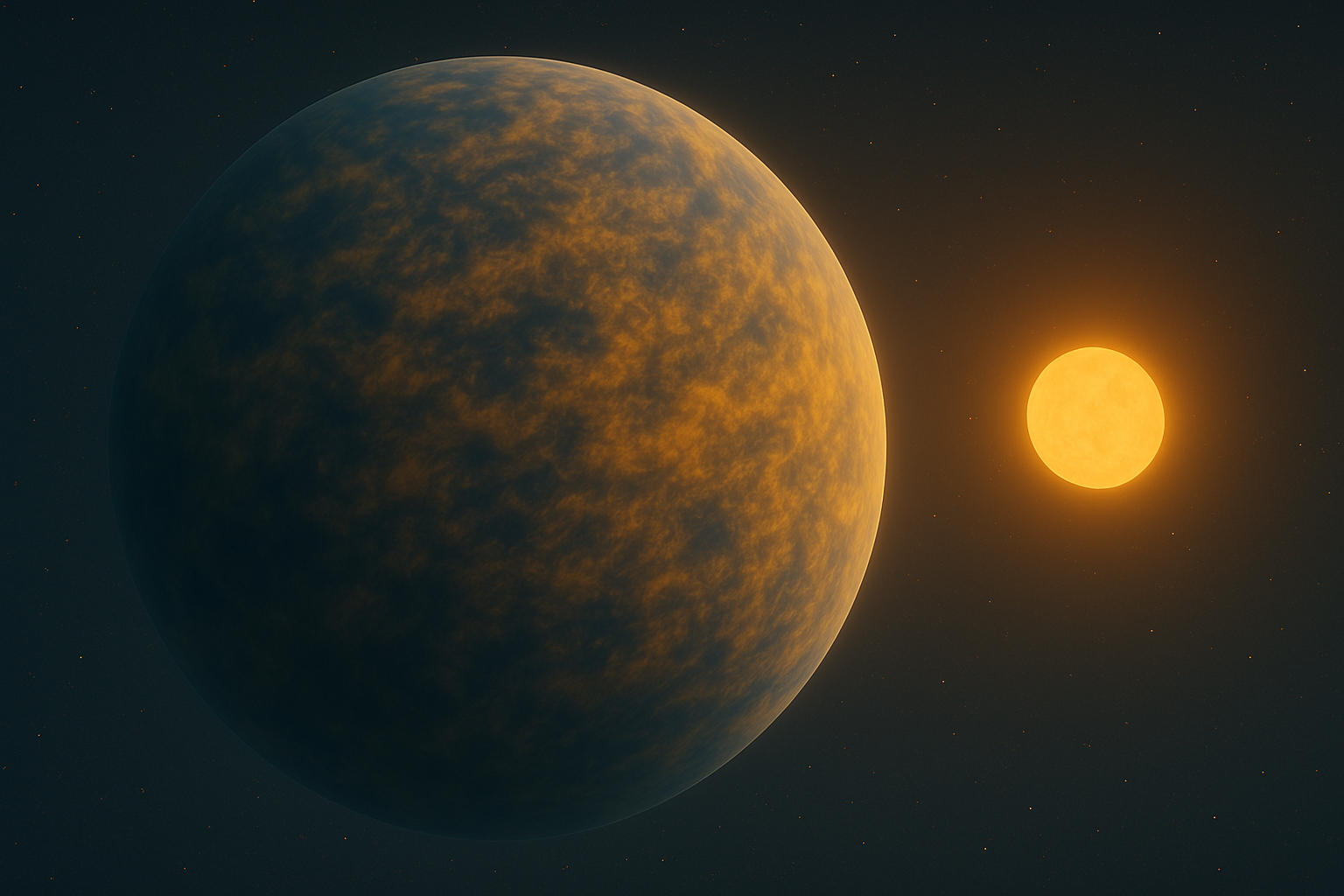 Illustration of steam world in the glow of a bright star
