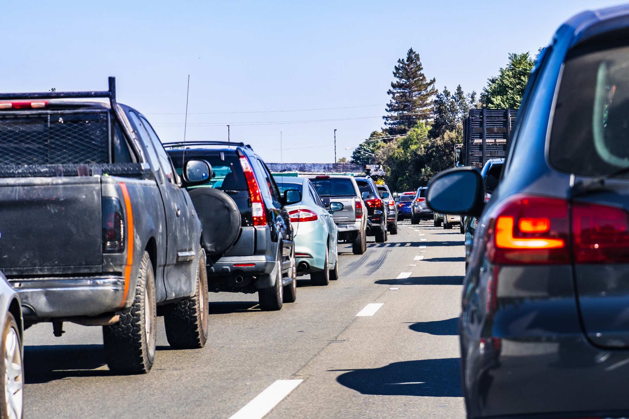 Cars stuck in traffic