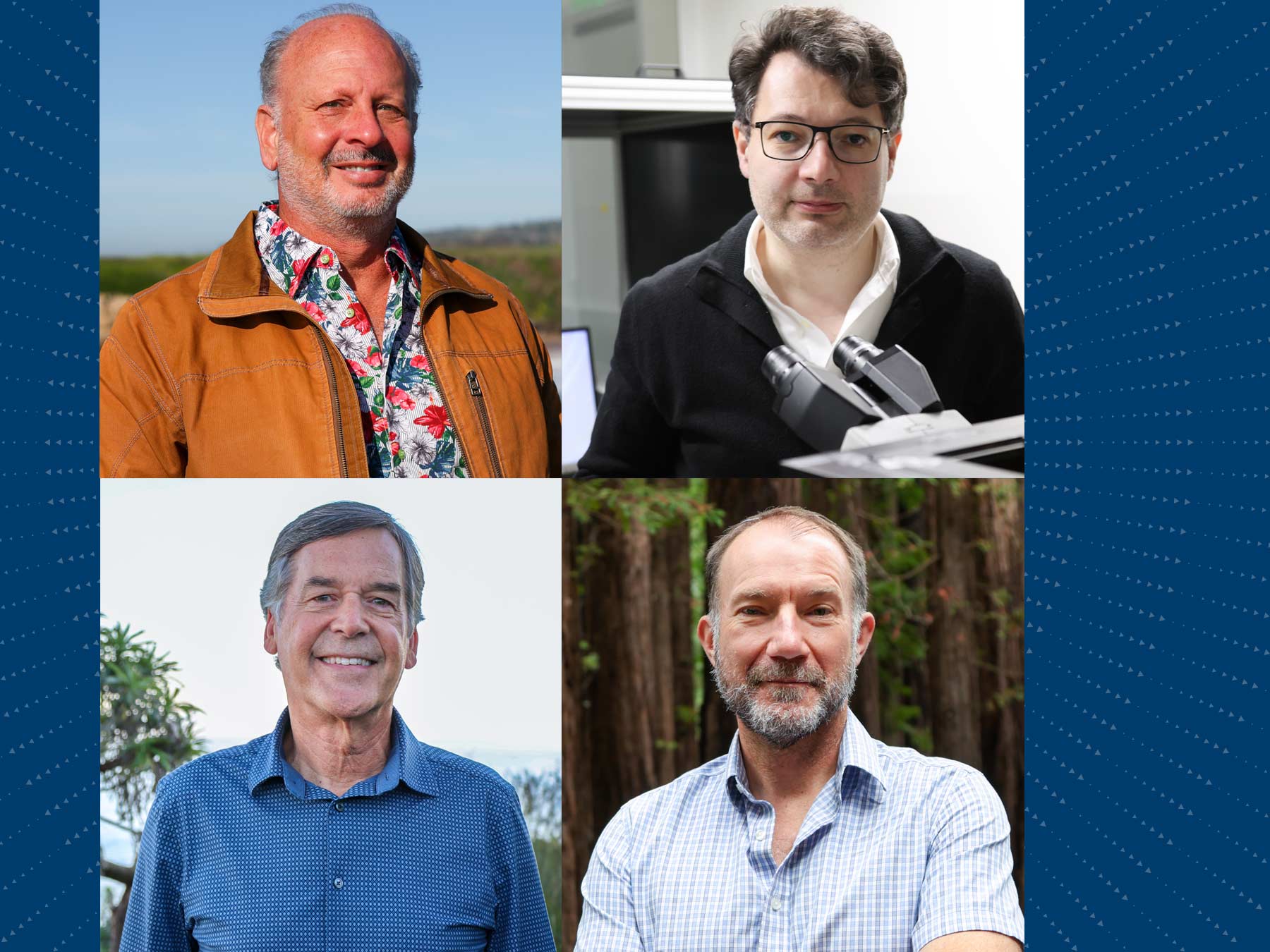 From left, the 2025 award recipients are Mike Beck (Innovator of the Year); NeuroSWARM3, developed by the Yanik Lab led by Ahmet A. Yanik (Translation of the Year); Bud Colligan (Community Changemaker); and Richard E. Green (Lifetime Achievement Award).