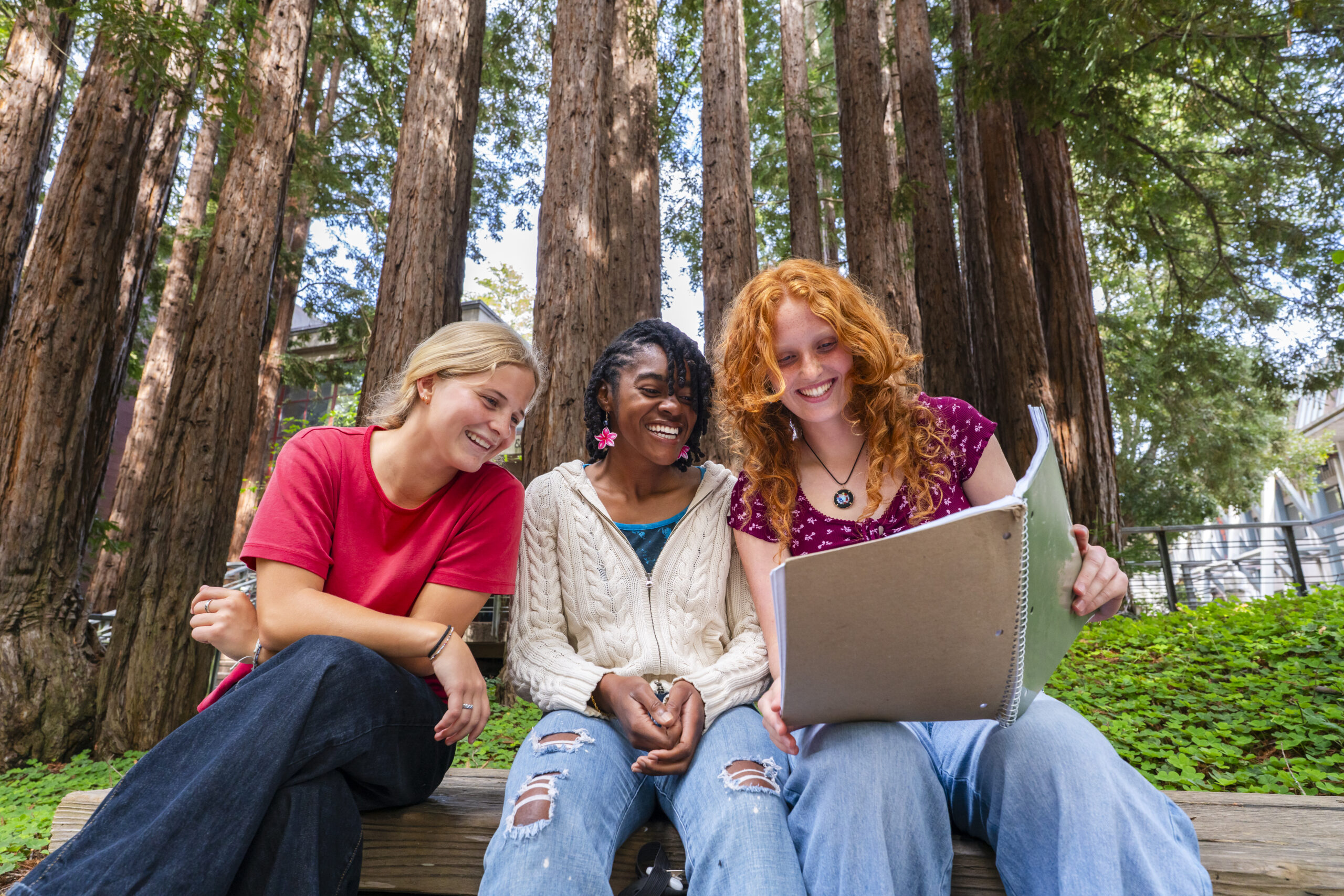 Happy undergrads together on science hill