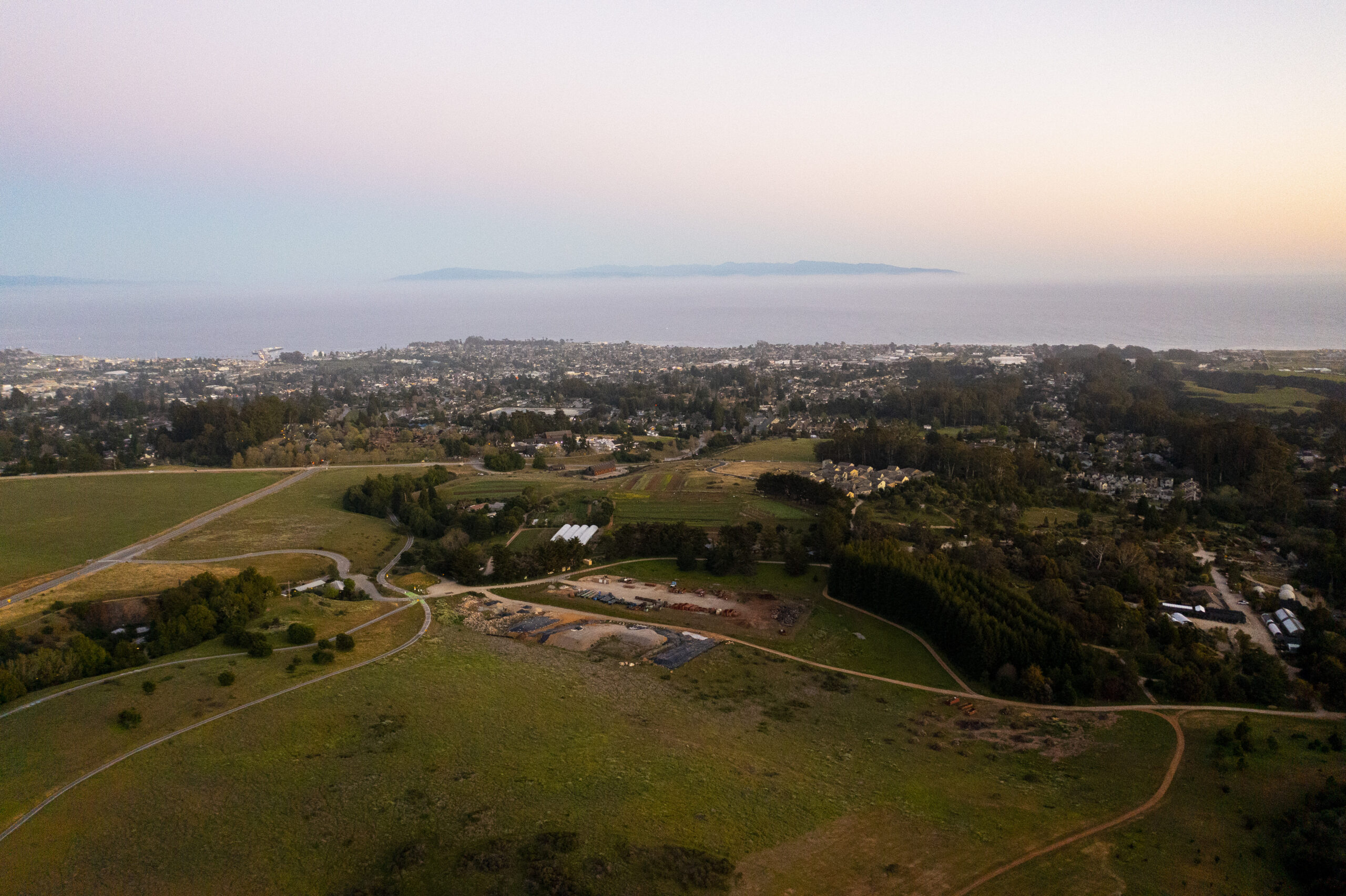 Aerial picture of the campus out to Monterey Bay.