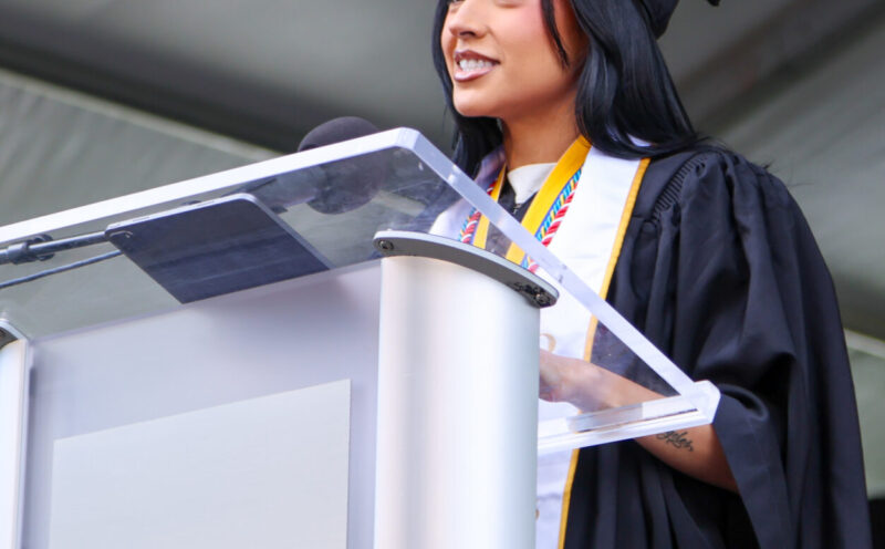 Intergenerational keynote speakers Becky G and Olga Talamante inspire graduates at UC Santa Cruz Chicane Latiné Year-End Celebration
