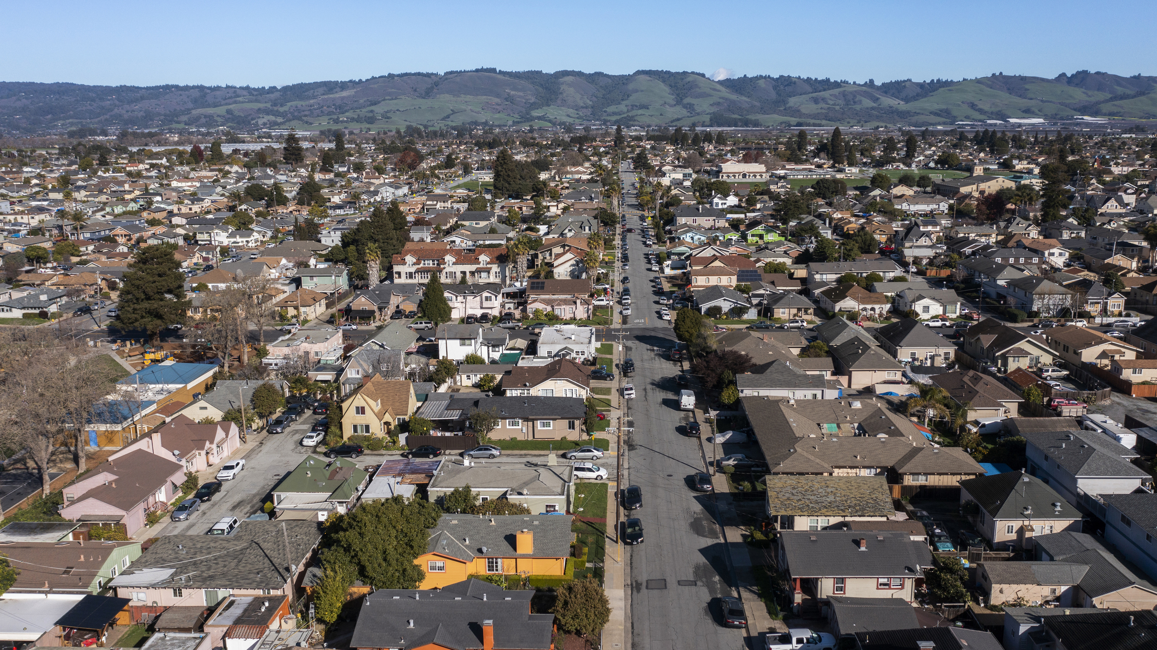 Aerial view of houses in Watsonville.